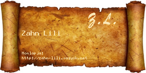 Zahn Lili névjegykártya